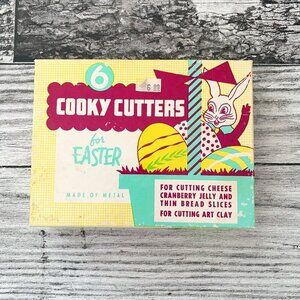 Vintage Cooky Cutters for Easter Box Set of 6 Metal Cheese Cookies Bread Cutters